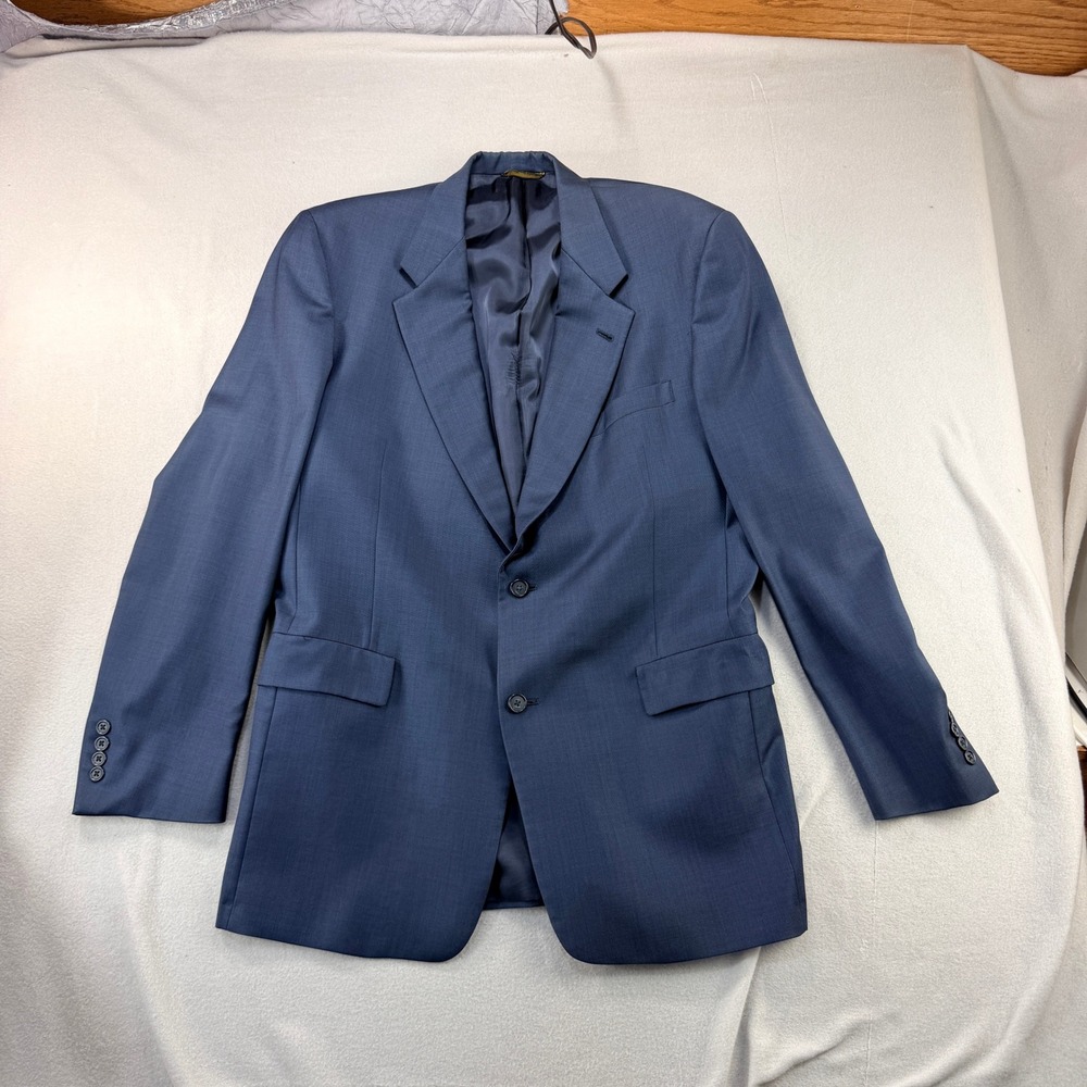 Hart Schaffner Marx Mens Blue Pure New Wool 2 Button Blazer Sport Coat 44L USA